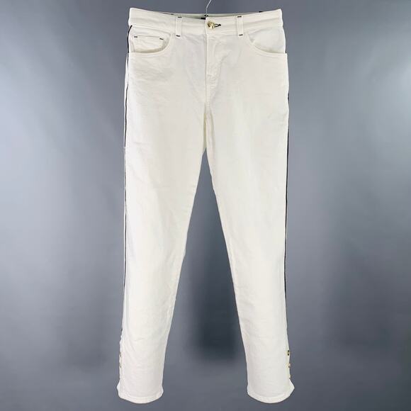 EMPORIO ARMANI Size 28 White Black Cotton Blend Straight Five Pockets Jeans - Picture 1 of 6